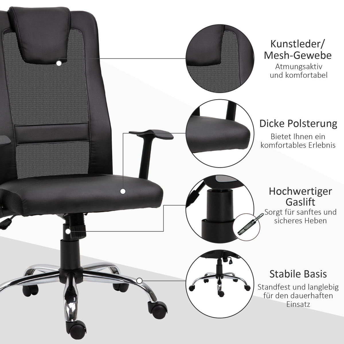 Swivel chair Vinsetto black Manufacturer code 921-141BK