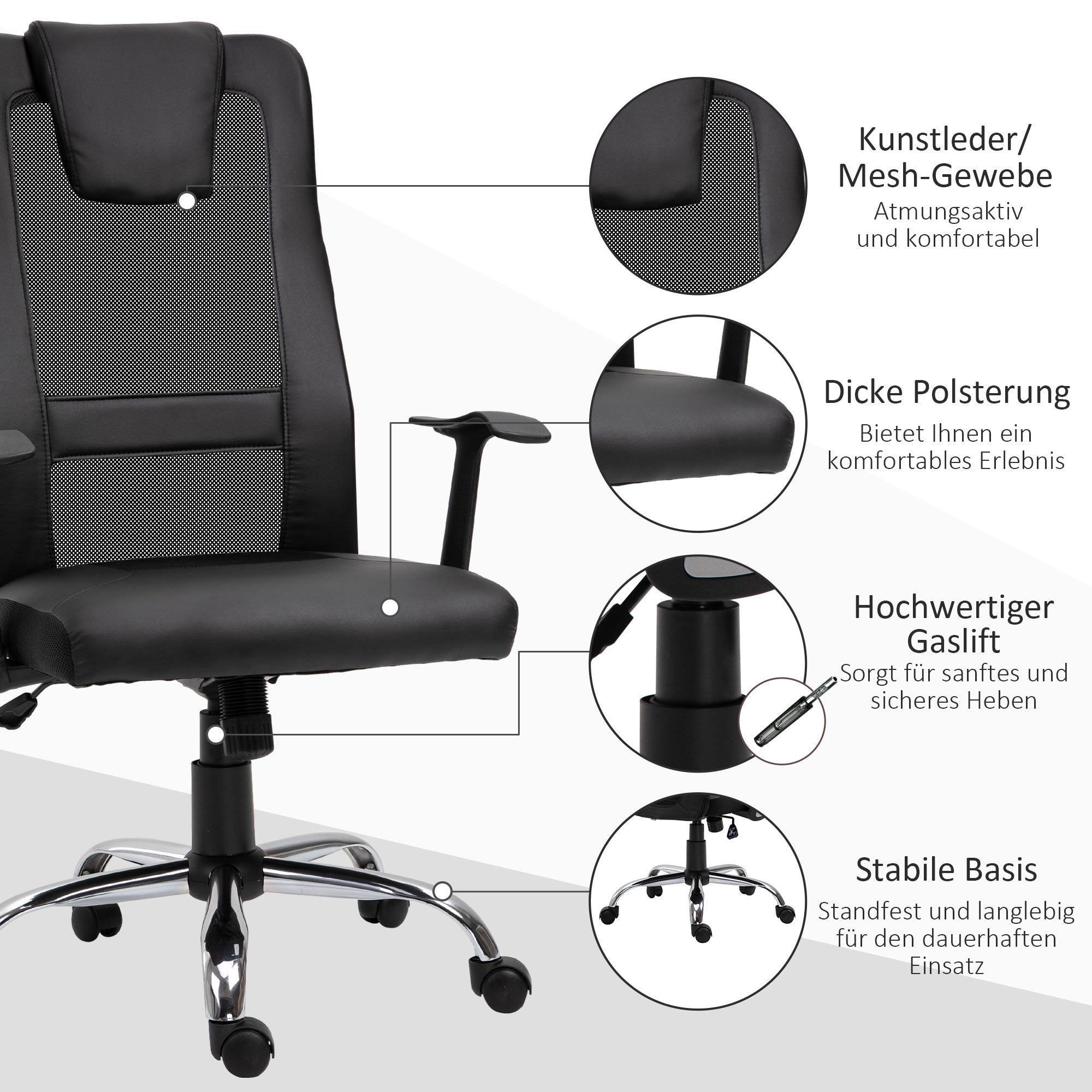 Swivel chair Vinsetto black Manufacturer code 921-141BK