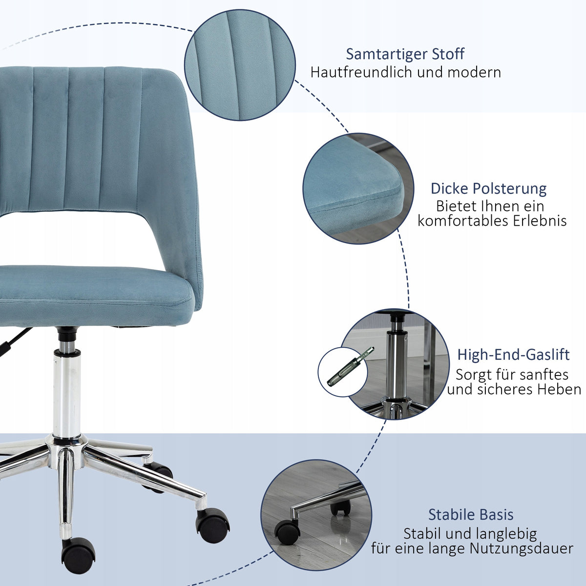 Swivel chair Vinsetto blue Furniture depth 54 cm