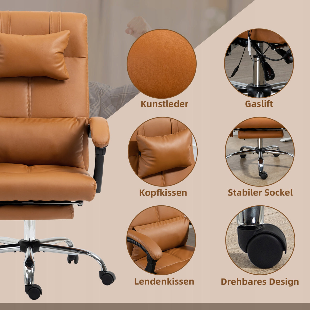 Swivel chair Vinsetto brown Brand Vinsetto