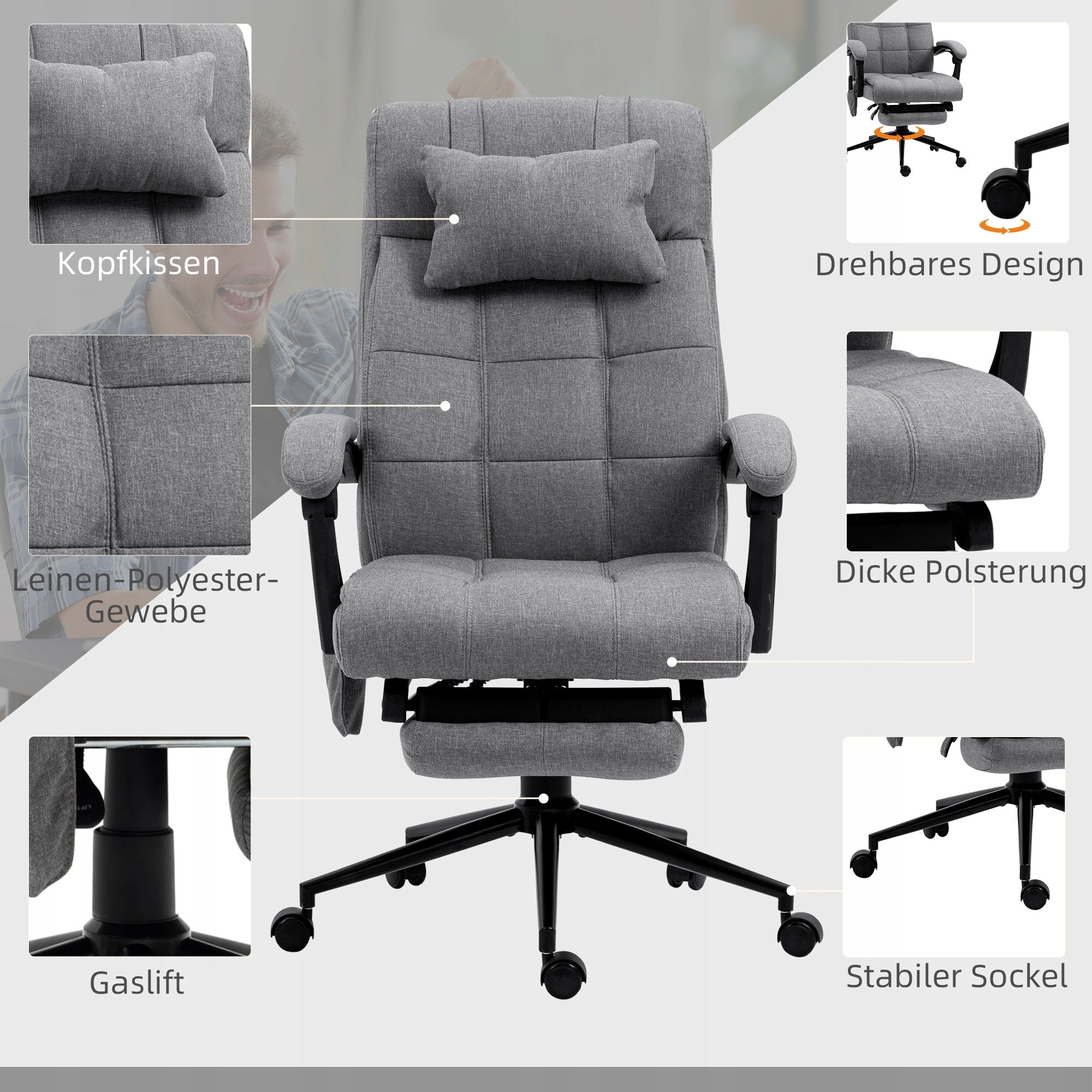 Swivel chair Vinsetto grey Brand Vinsetto