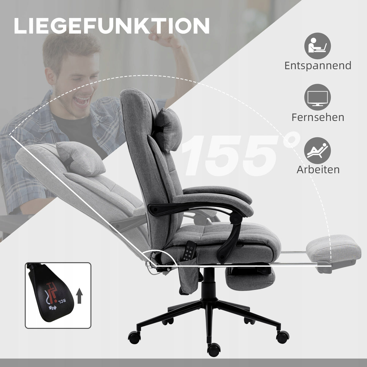 Swivel chair Vinsetto grey Furniture depth 76 cm