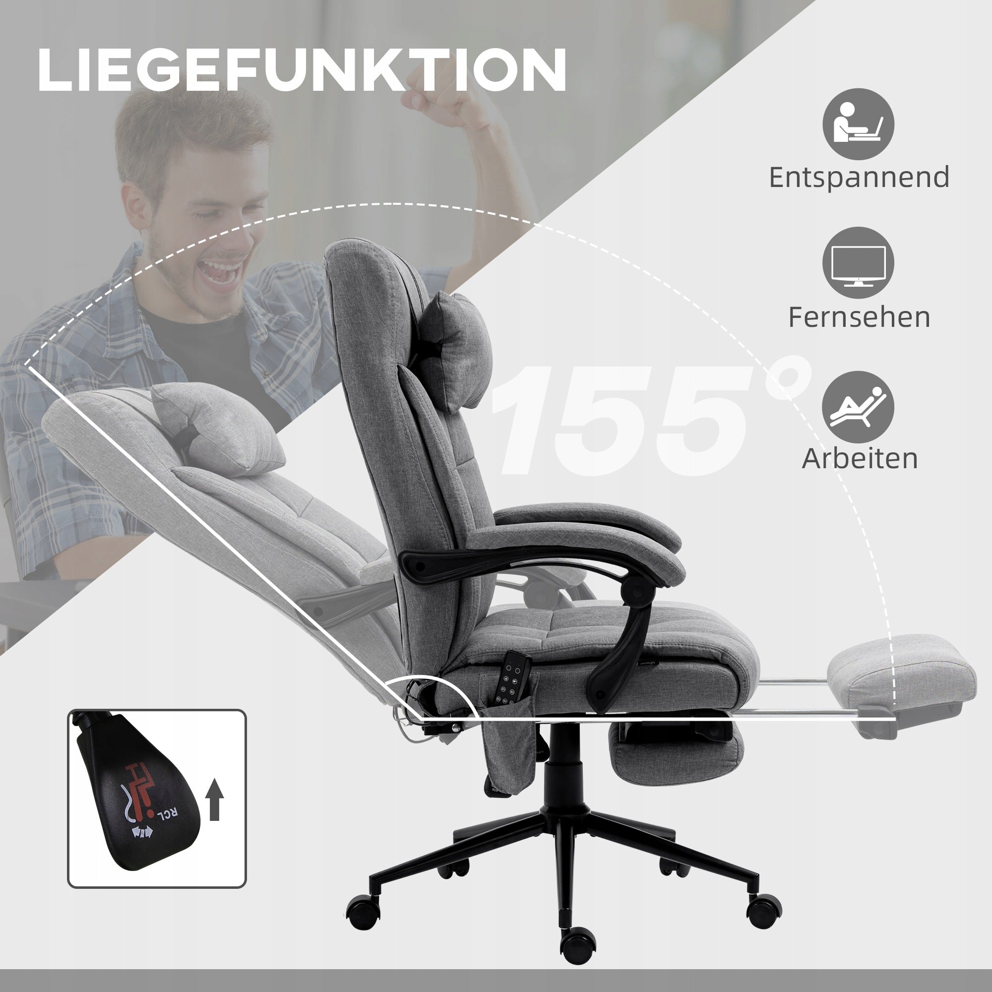 Swivel chair Vinsetto grey Furniture depth 76 cm