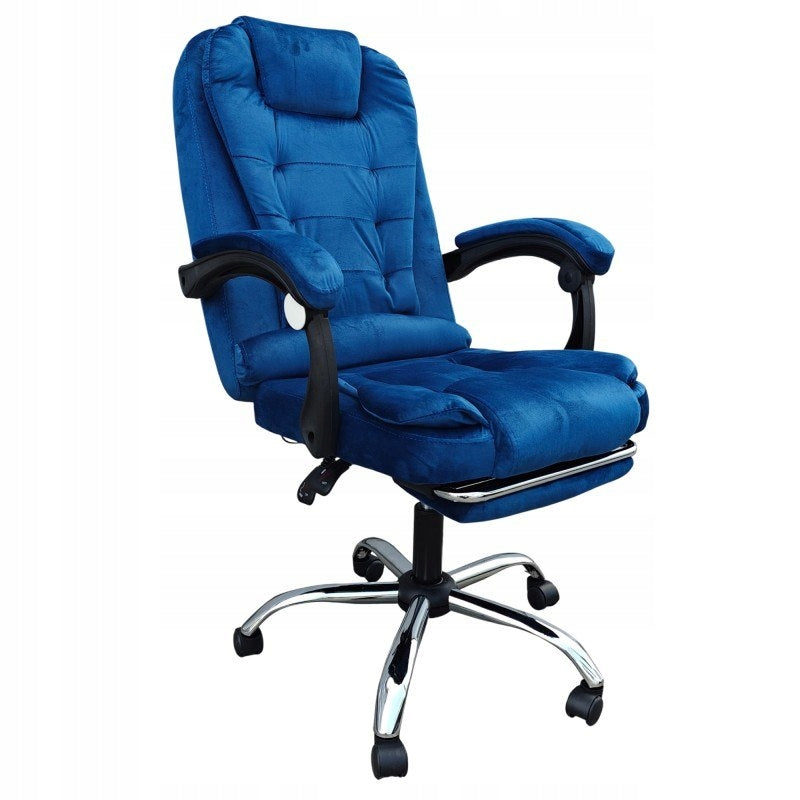 Swivel chair comfortable with footrest – office chair velour blue Packaging status original