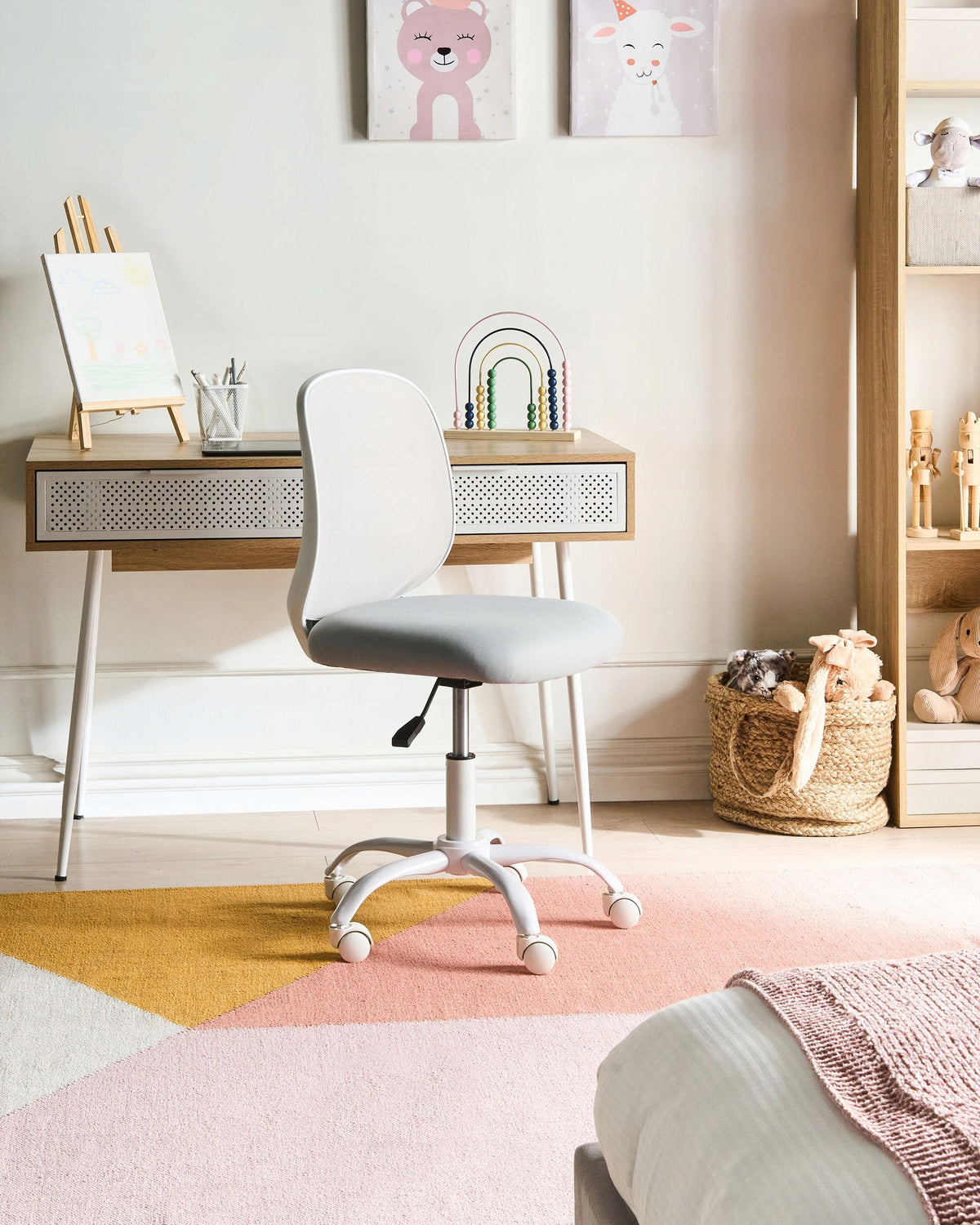 Swivel chair fabric height adjustment without armrests light gray Packaging status original