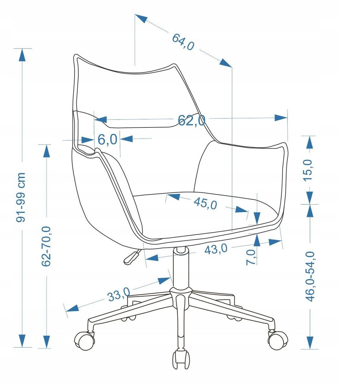 Swivel chair for office brown 100 kg Hera Packaging status original