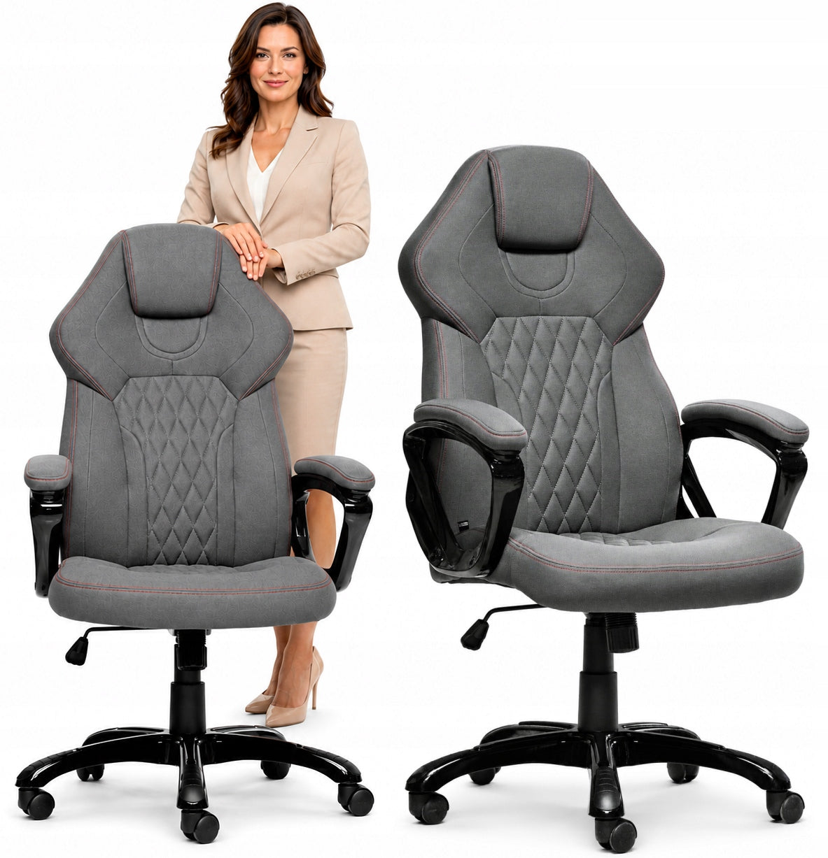 Swivel chair for office desk chair president fabric grey