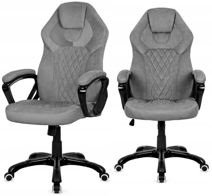 Swivel chair for office desk for president grey velour fabric