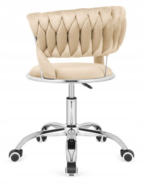 Swivel chair for student desk dressing table braid velour beige glamour Manufacturer code TRE0-TRECCIA-OFFICE-BEIGE-VELVET