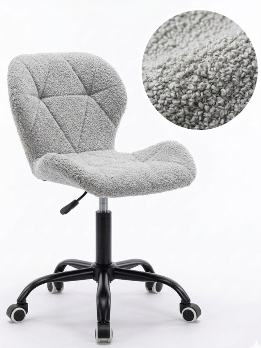 Swivel chair for student desk office adjustable grey boucle Lamb