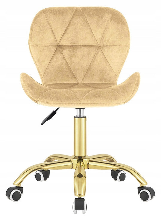 Swivel chair for student desk office dressing tables velour beige Lugano Manufacturer code VAS3-VASTO-OFFICE-VELVET-BEIGE-GOLD