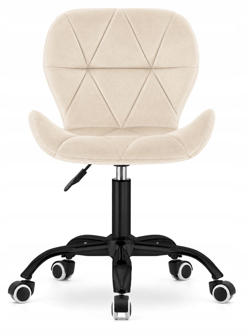 Swivel chair for vanity cabinet desk beige velour fabric adjustable Packaging status original