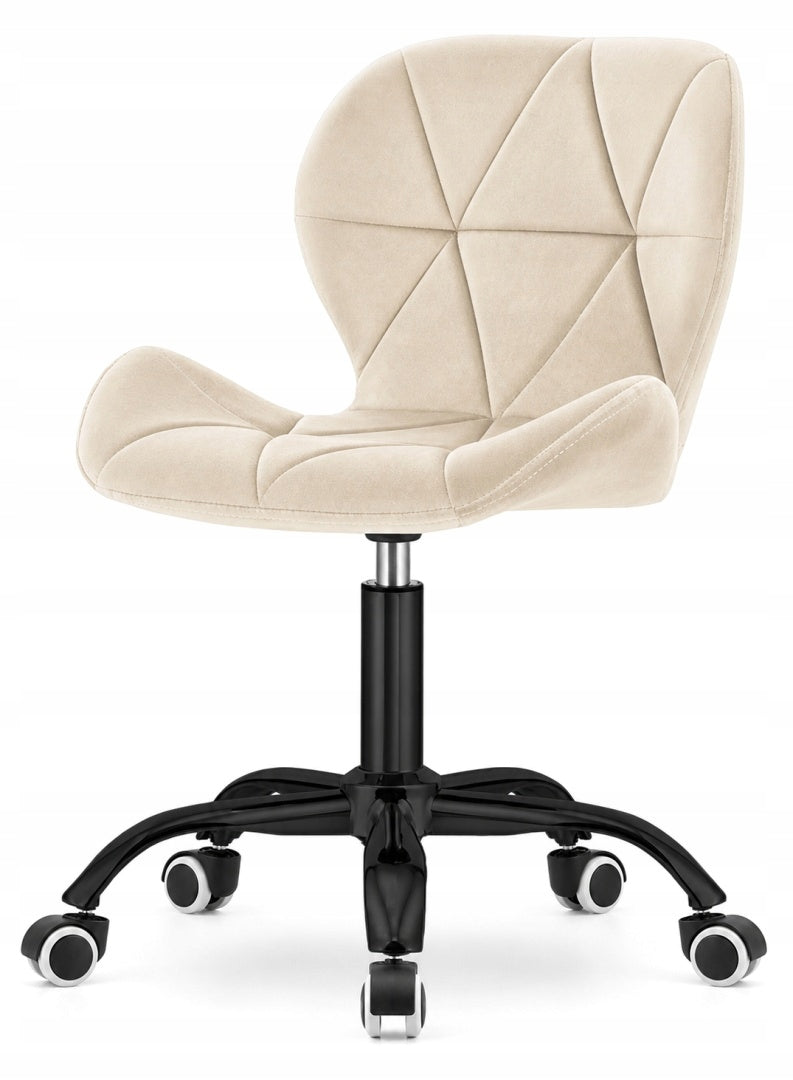 Swivel chair for vanity cabinet desk beige velour fabric adjustable