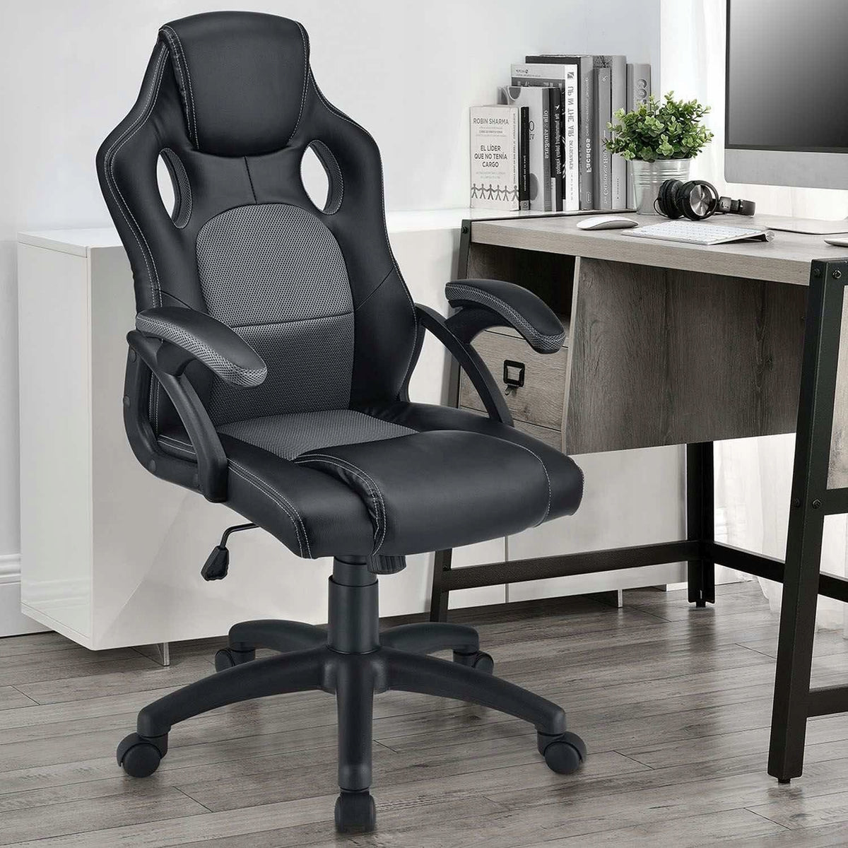 Swivel chair gaming chair massive height adjustment black gray Brand Juskys