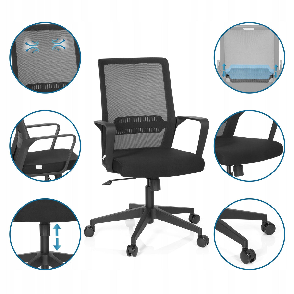 Swivel chair hjh OFFICE black Furniture depth 52 cm