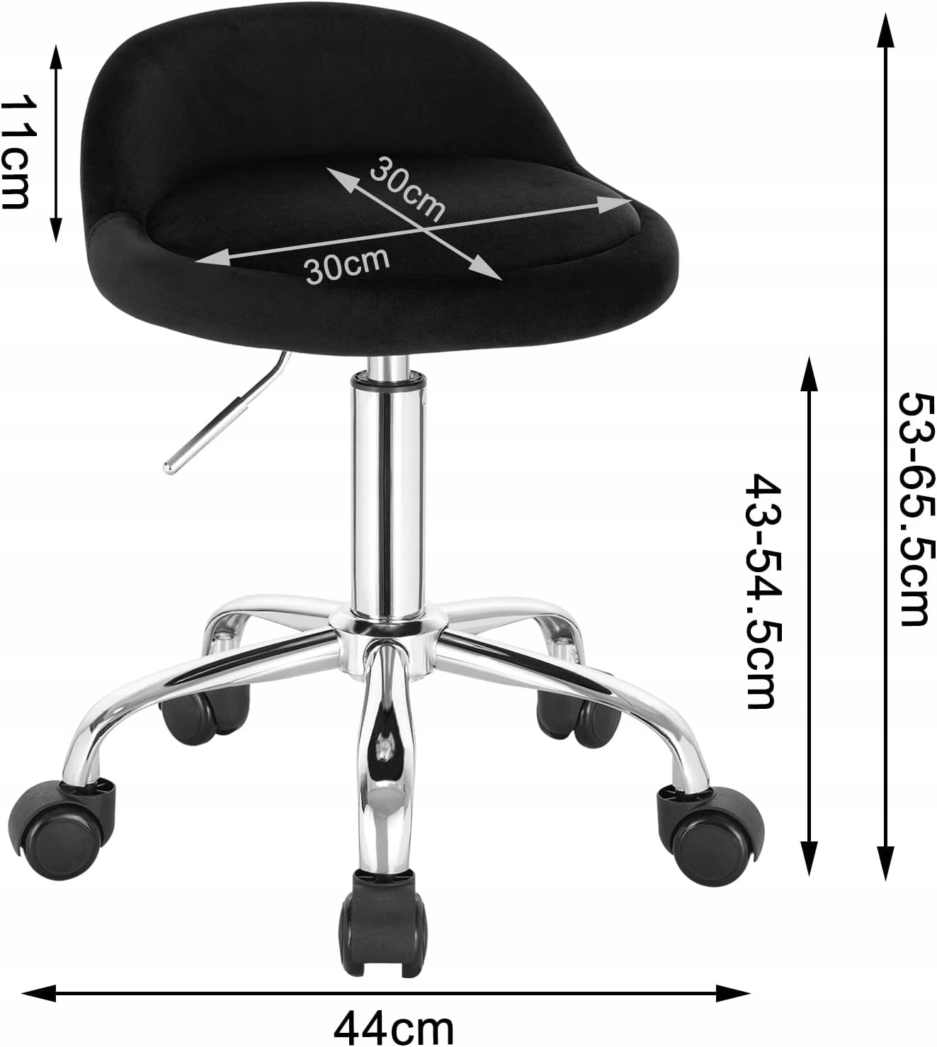 Swivel chair kitchen hairdressing make-up stool Woltu black velvet Manufacturer code BS127SZ
