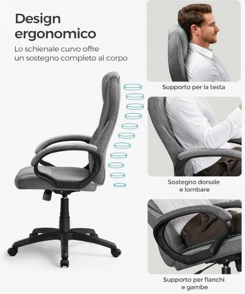 Swivel chair massive GREY ergonomic office chair boss adjustment Brand Songmics