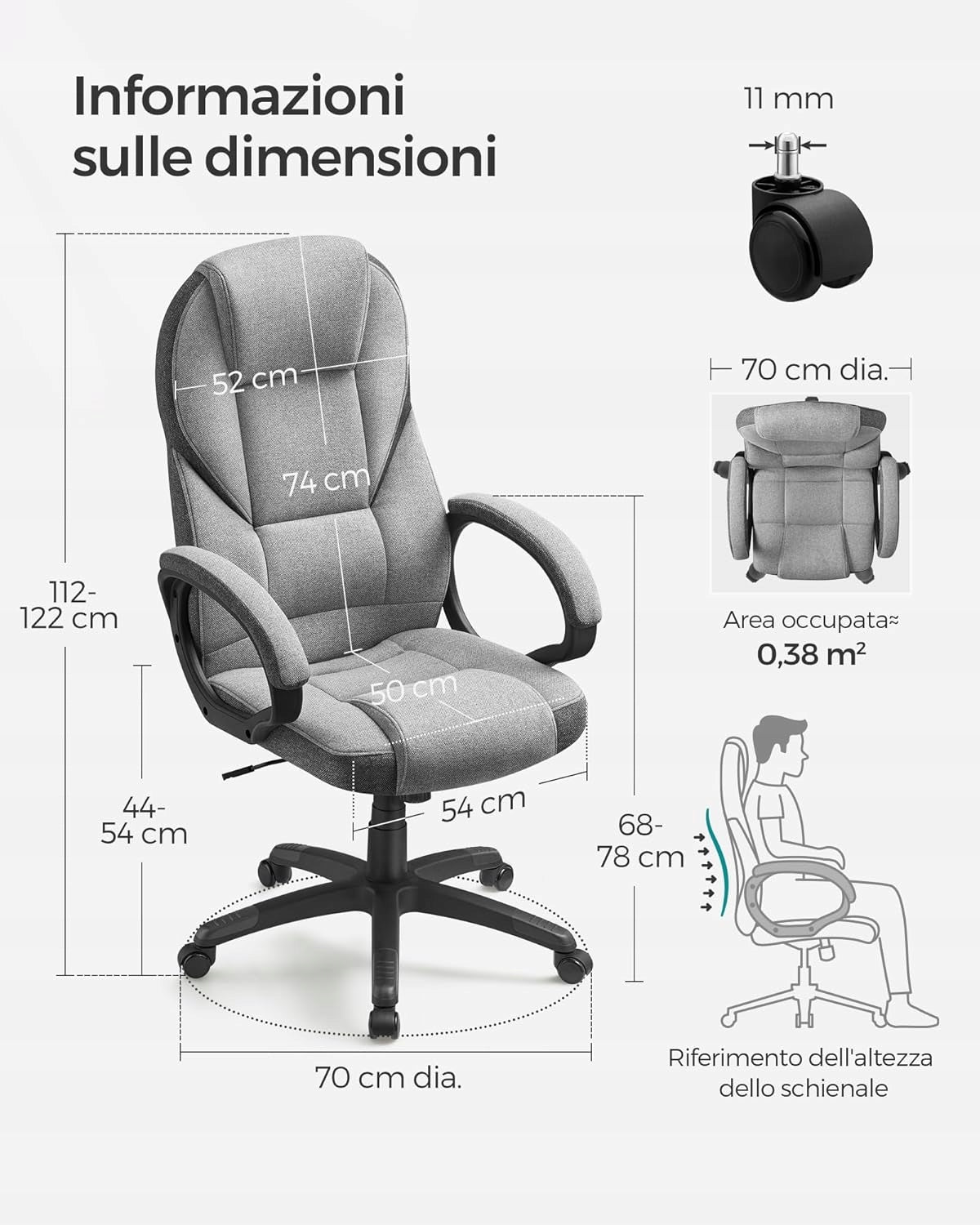 Swivel chair massive GREY ergonomic office chair boss adjustment Manufacturer code OBG022G01