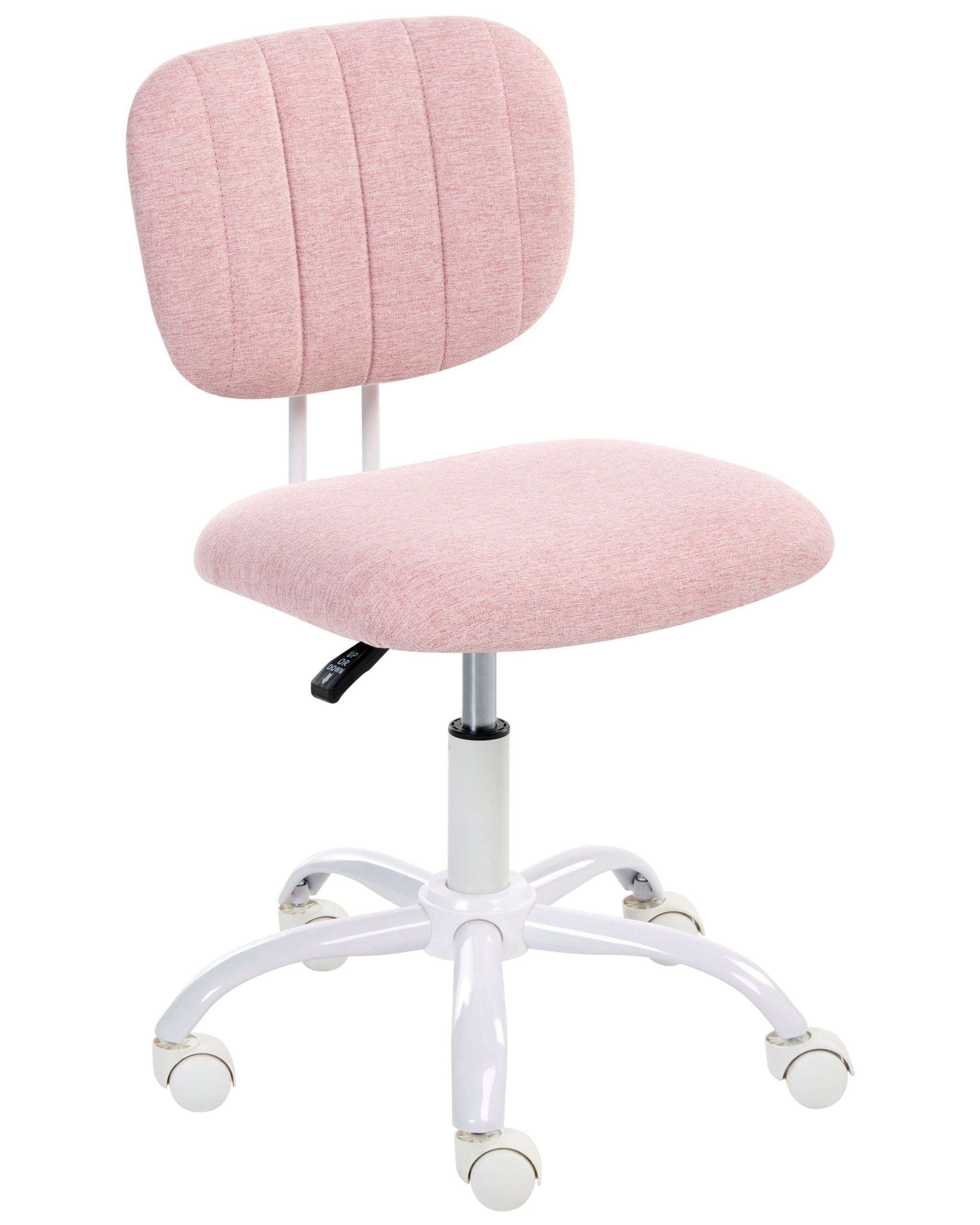 Swivel chair material height adjustment without armrests pink