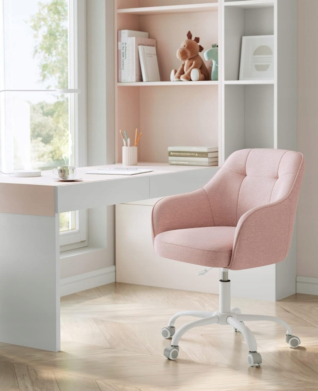 Swivel chair office bucket chair pink height adjustment stylish Brand Songmics