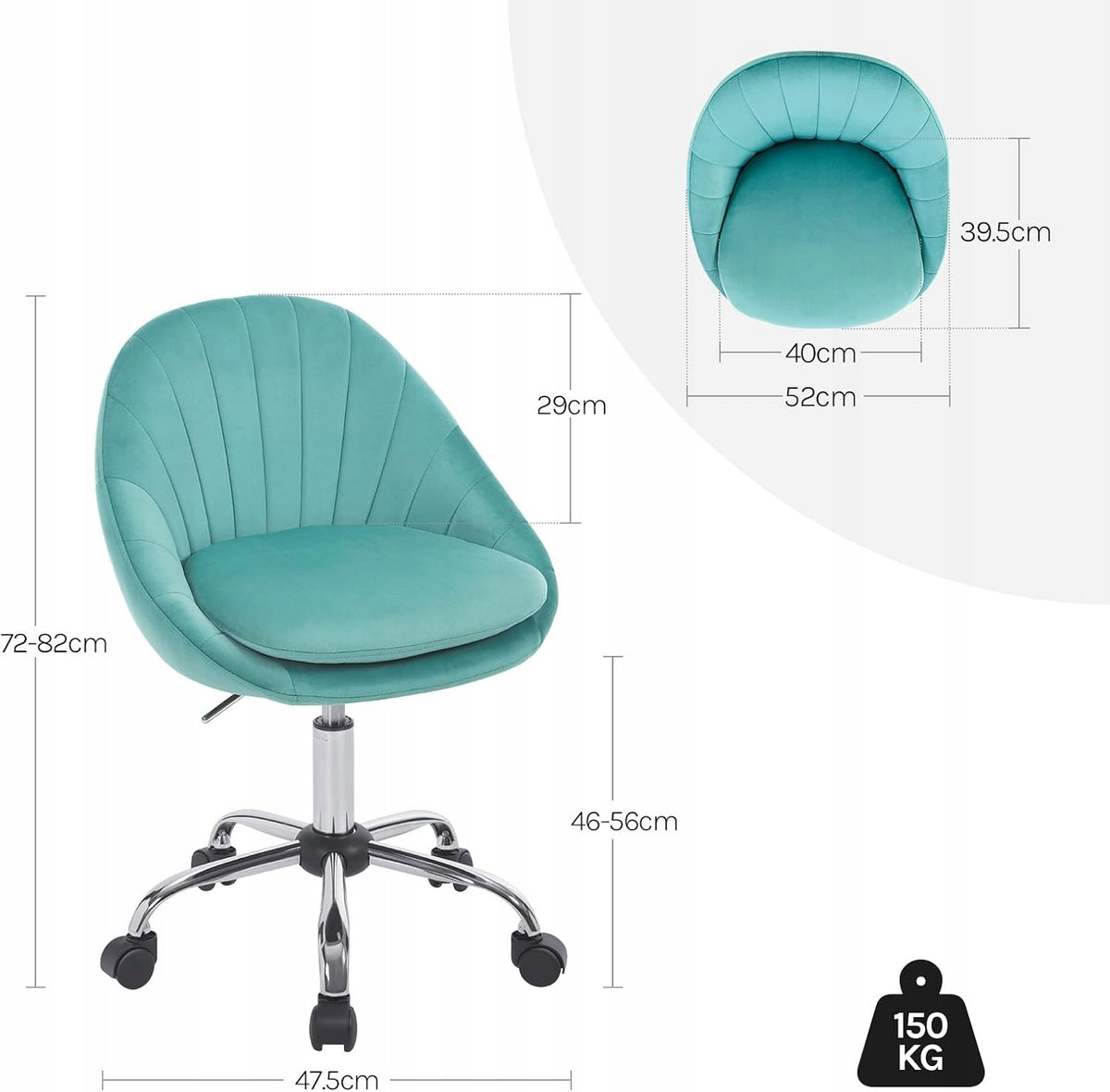 Swivel chair office chair Woltu 82x47,5x47,5 cm turquoise Brand Woltu