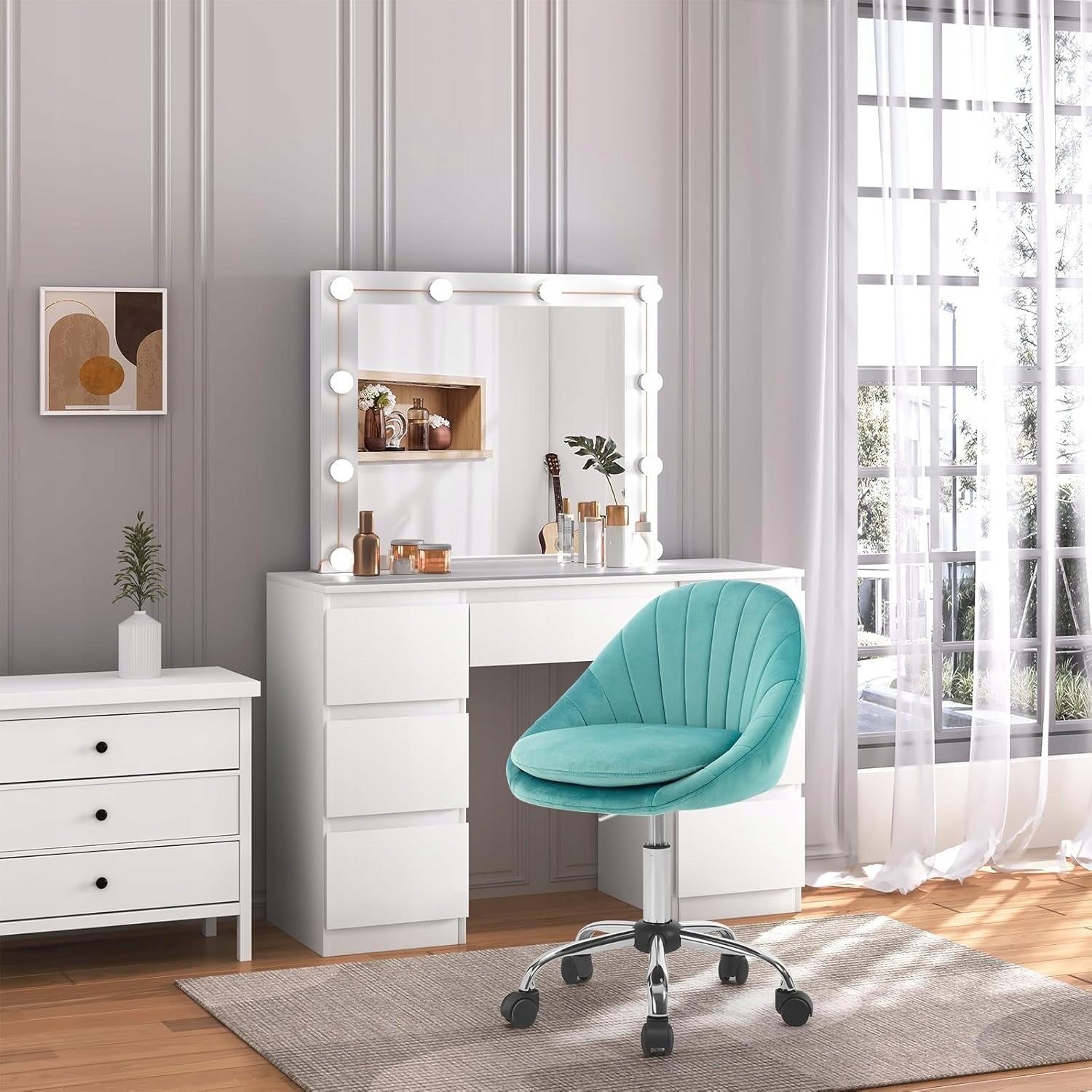 Swivel chair office chair Woltu 82x47,5x47,5 cm turquoise Manufacturer code BS167TS