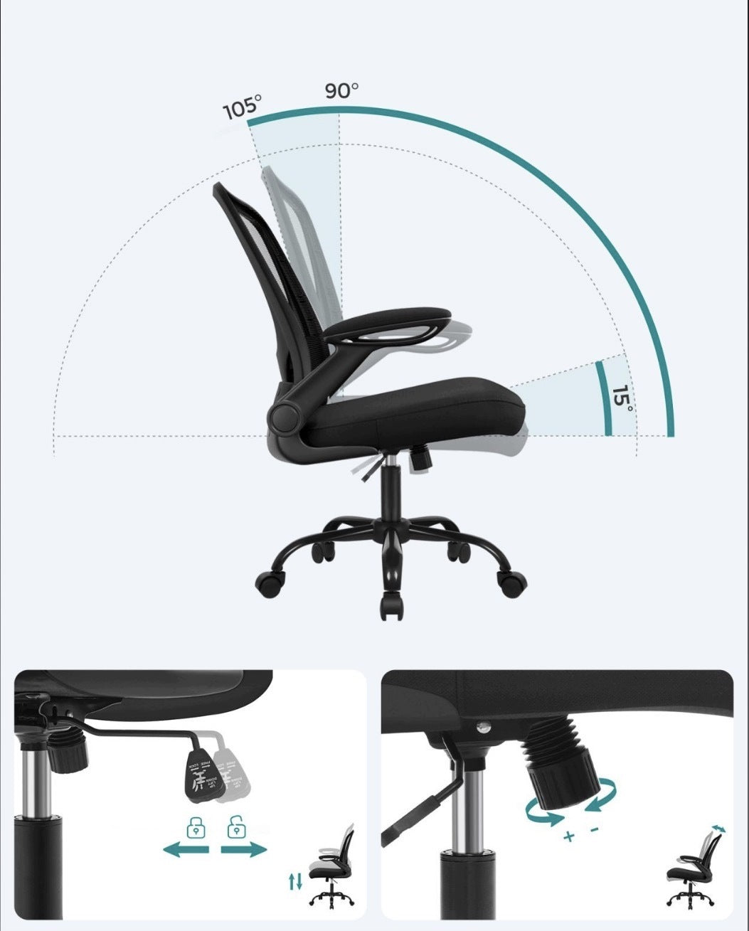 Swivel chair office chair ergonomic solid gaming Songmics black Packaging status original