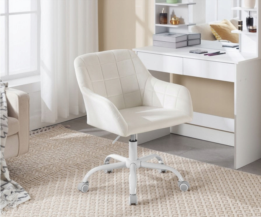 Swivel chair office chair velvet quilted Woltu cream color Brand Woltu