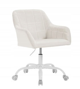 Swivel chair office chair velvet quilted Woltu cream color