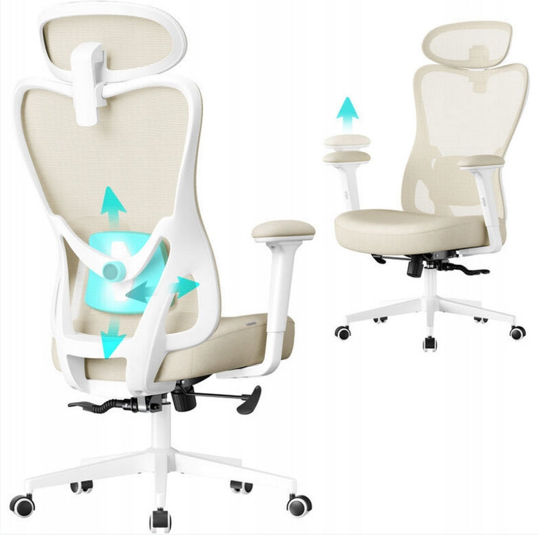 Swivel chair on wheels Songmics beige ergonomic backrest up to 150kg
