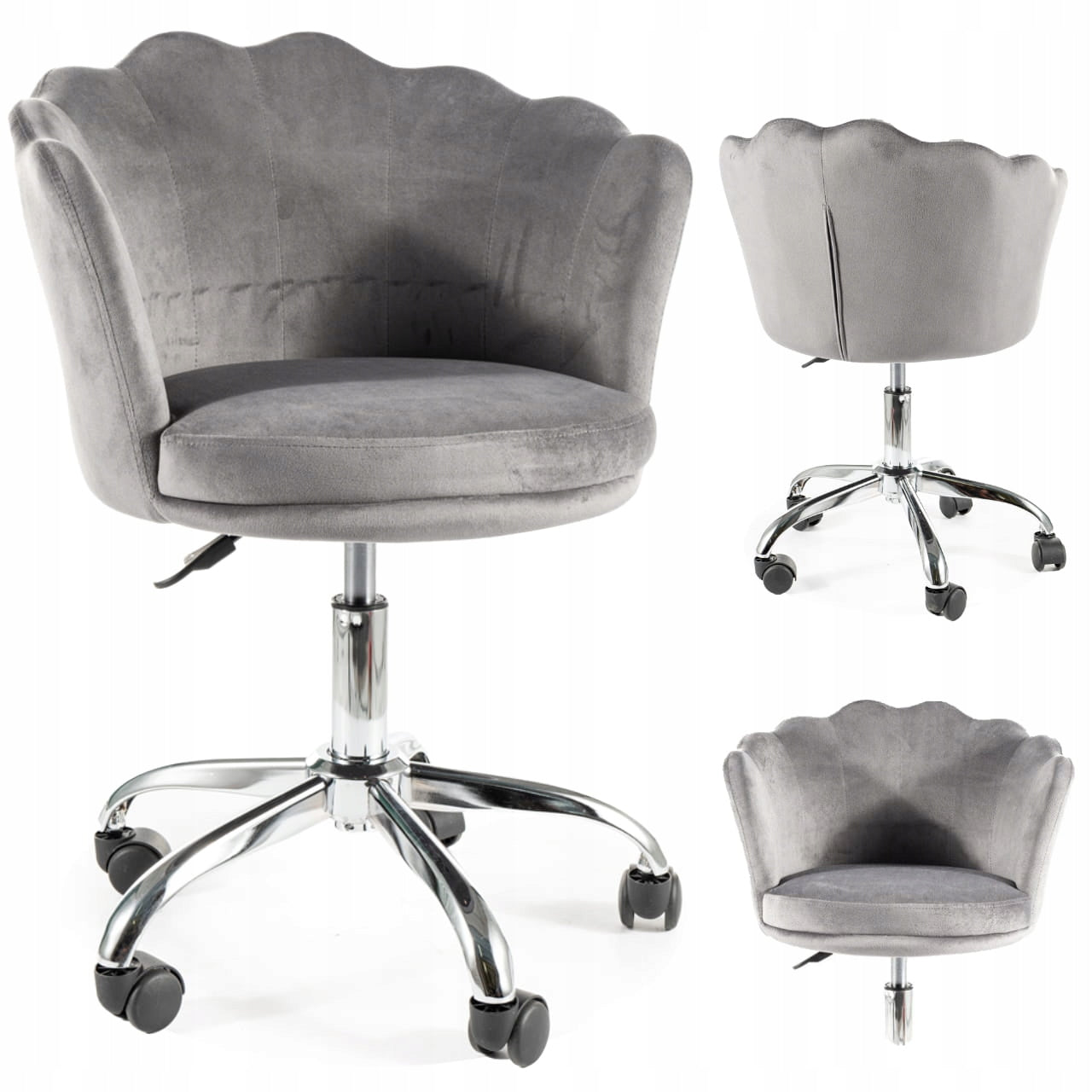 Swivel chair velour office chair for living room desk ROSE VELVET grey