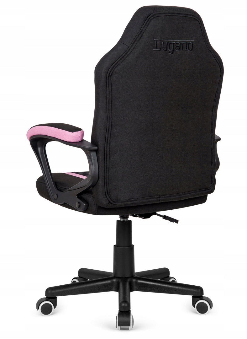 Swivel chair ventilated gaming desk chair black pink fabric Furniture height 102 cm