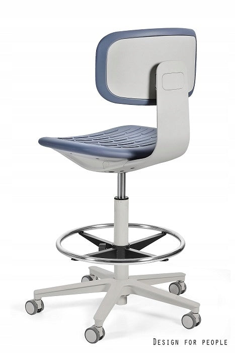 Swivel chair with medical footrest ROBIN grey-blue, polyurethane Manufacturer code KM13-G-GREY