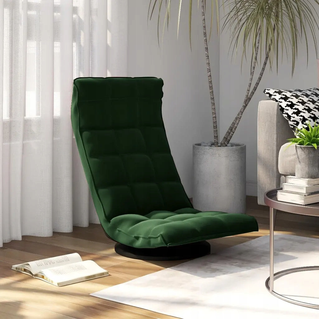 Swivel floor chair, dark green, velvet upholstered Brand no brand