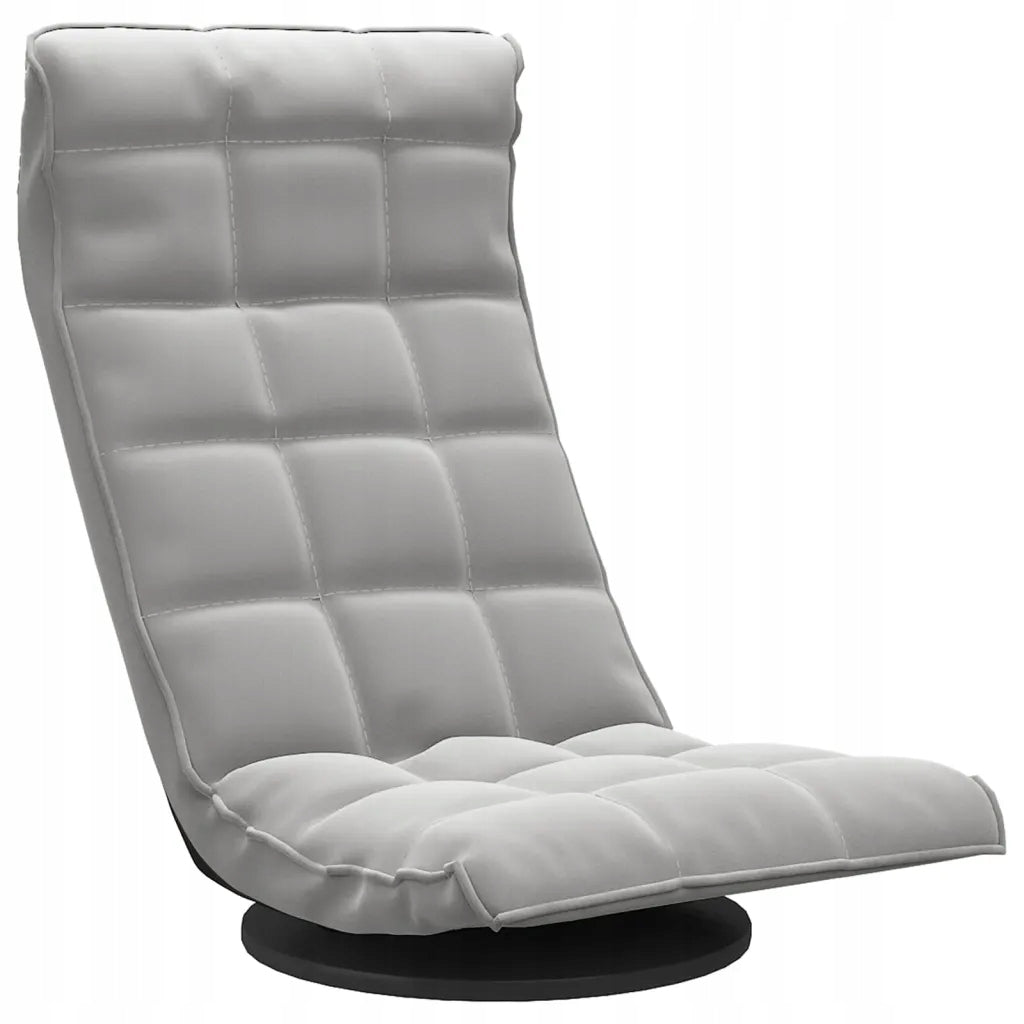 Swivel floor chair, light grey, upholstered in velvet