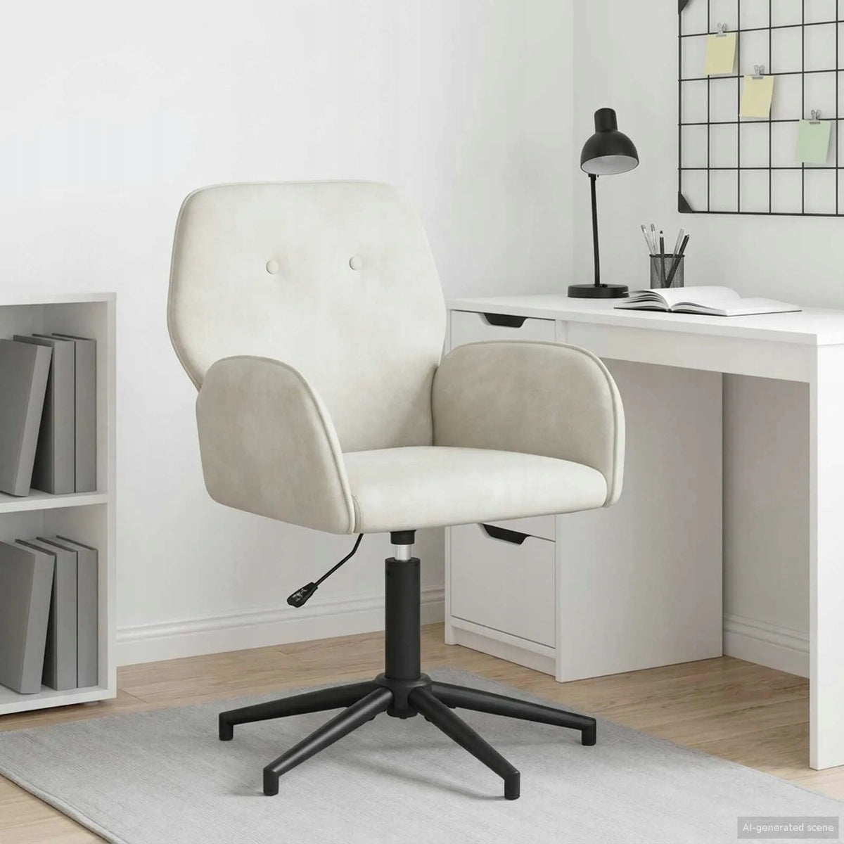 Swivel office chair 54 x 55 x 90 cm cream Velour Brand VidaXL
