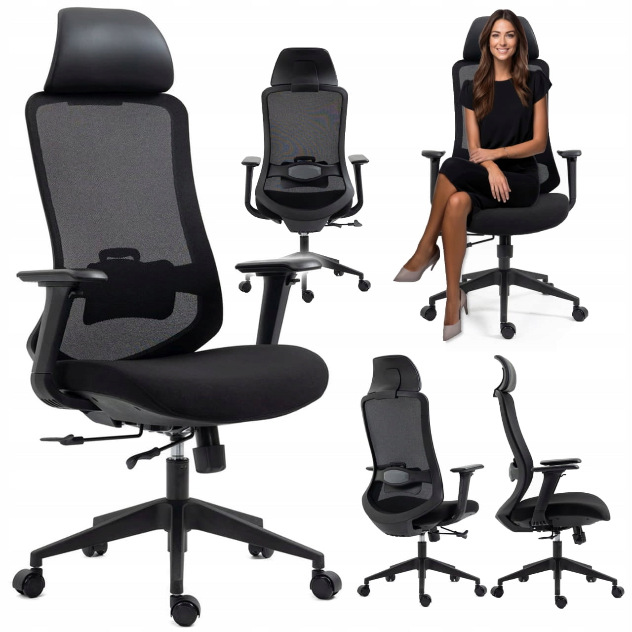 Swivel office chair adjustable with ARMRESTS ERGON black SIGNAL