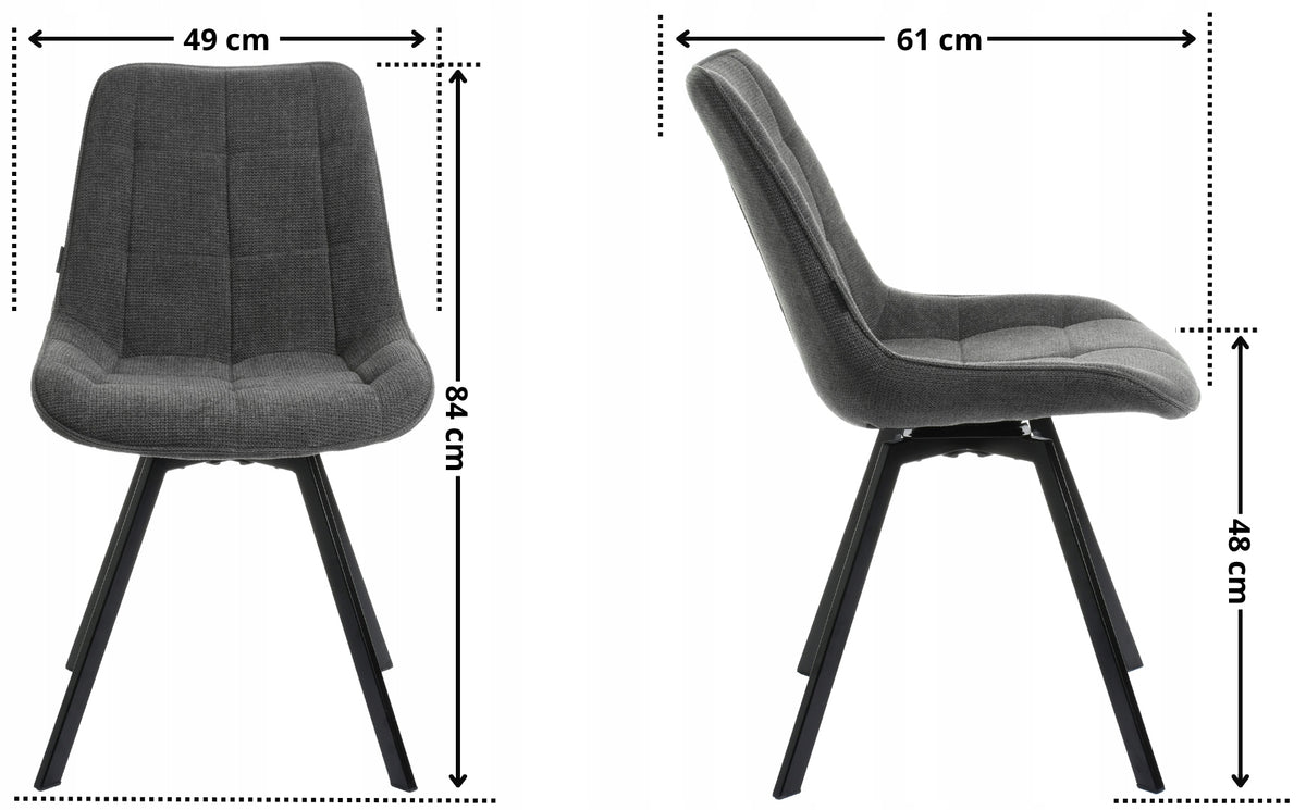Swivel office chair, grey upholstered office chair for desk - LAPO Furniture depth 61 cm