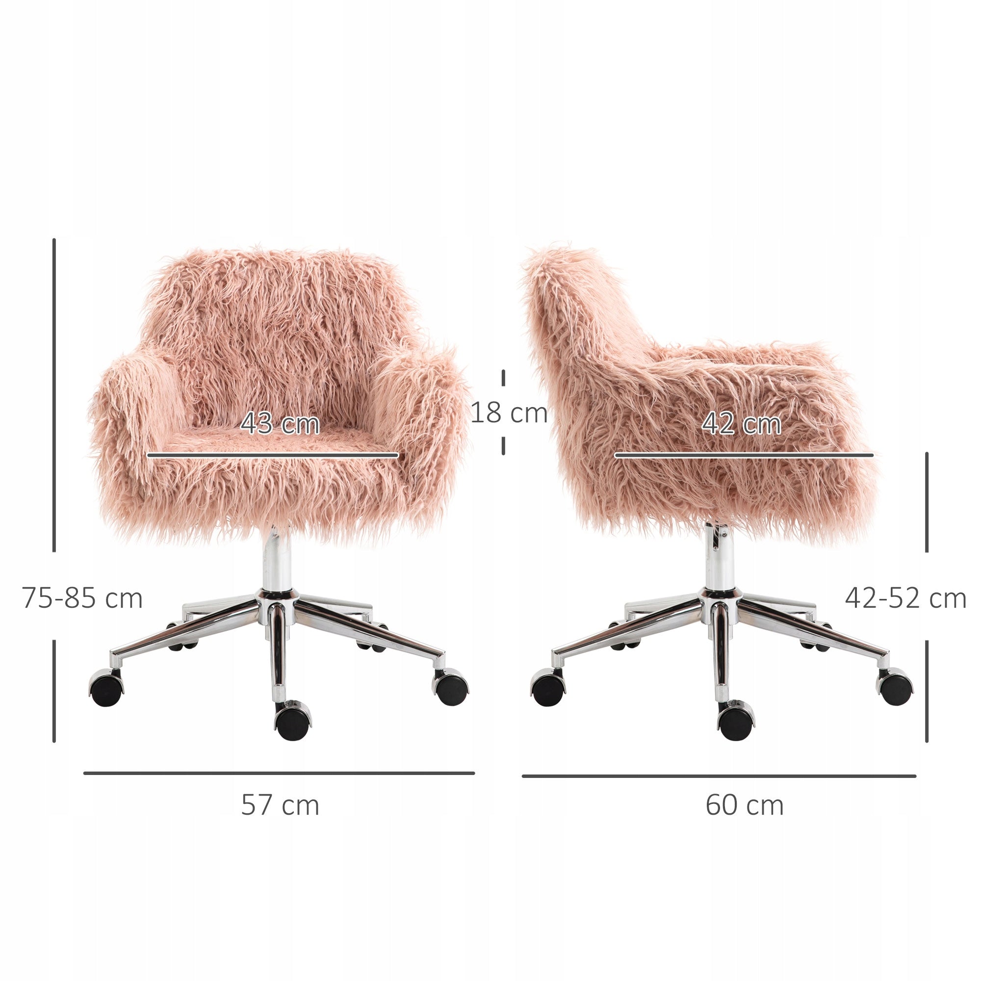 Swivel office chair, height adjustment 57x60x75-85cm pink Packaging status original