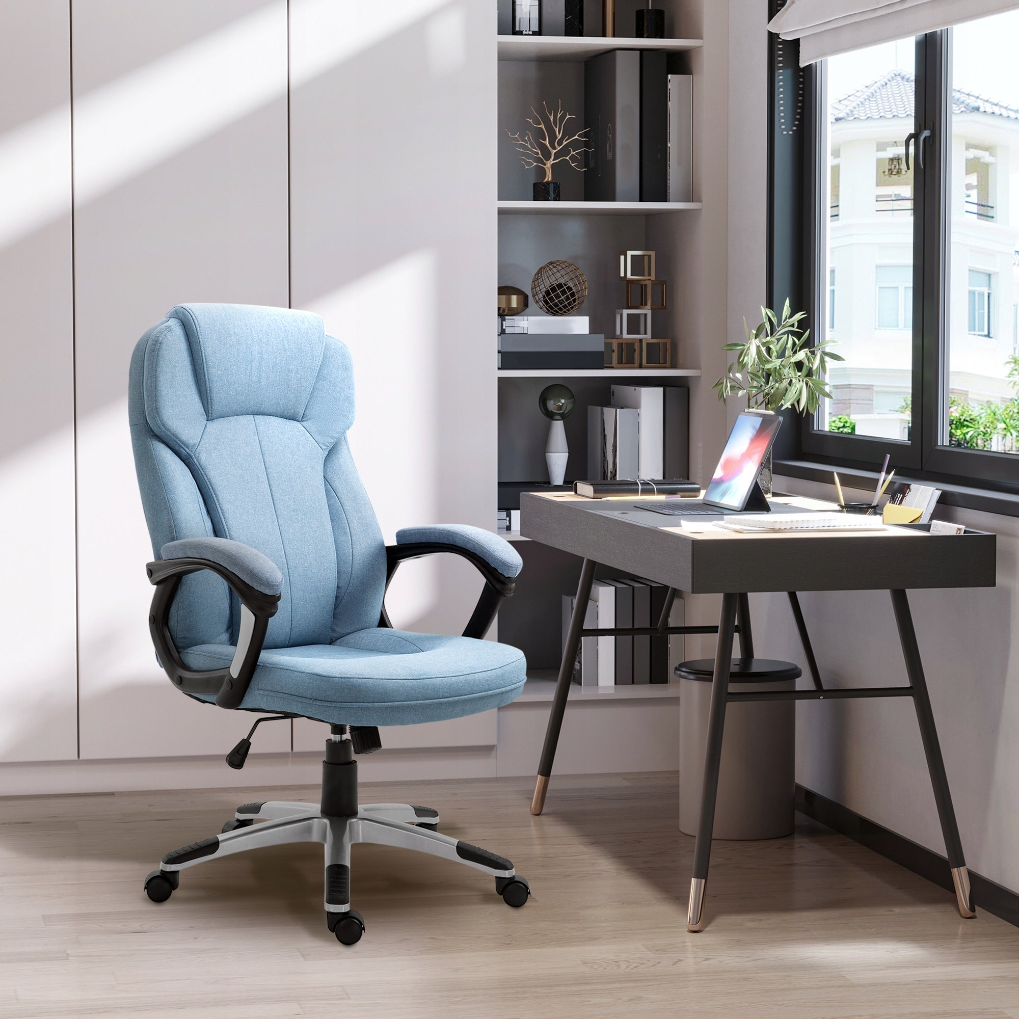 Swivel office chair, height adjustment, linen fabric. Manufacturer code Vinsetto
