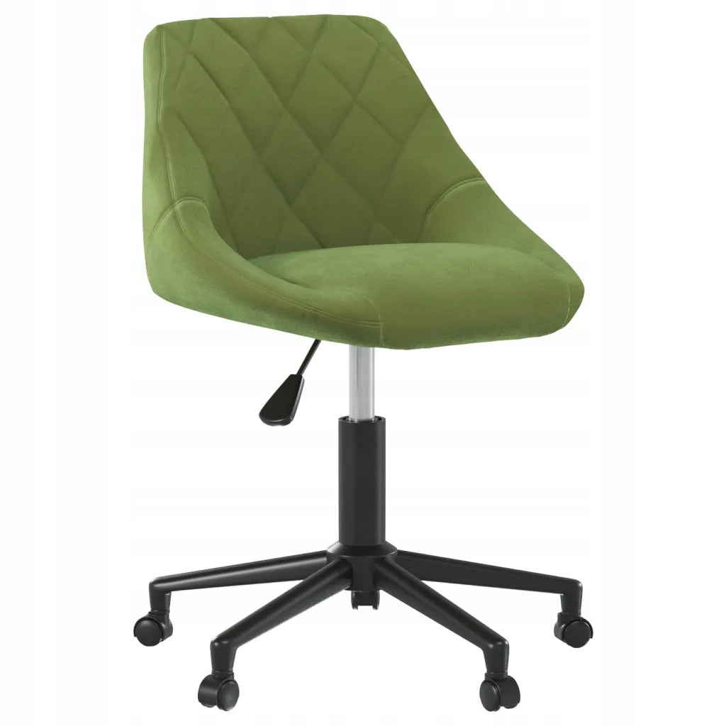 Swivel office chair, light green, velvet upholstered