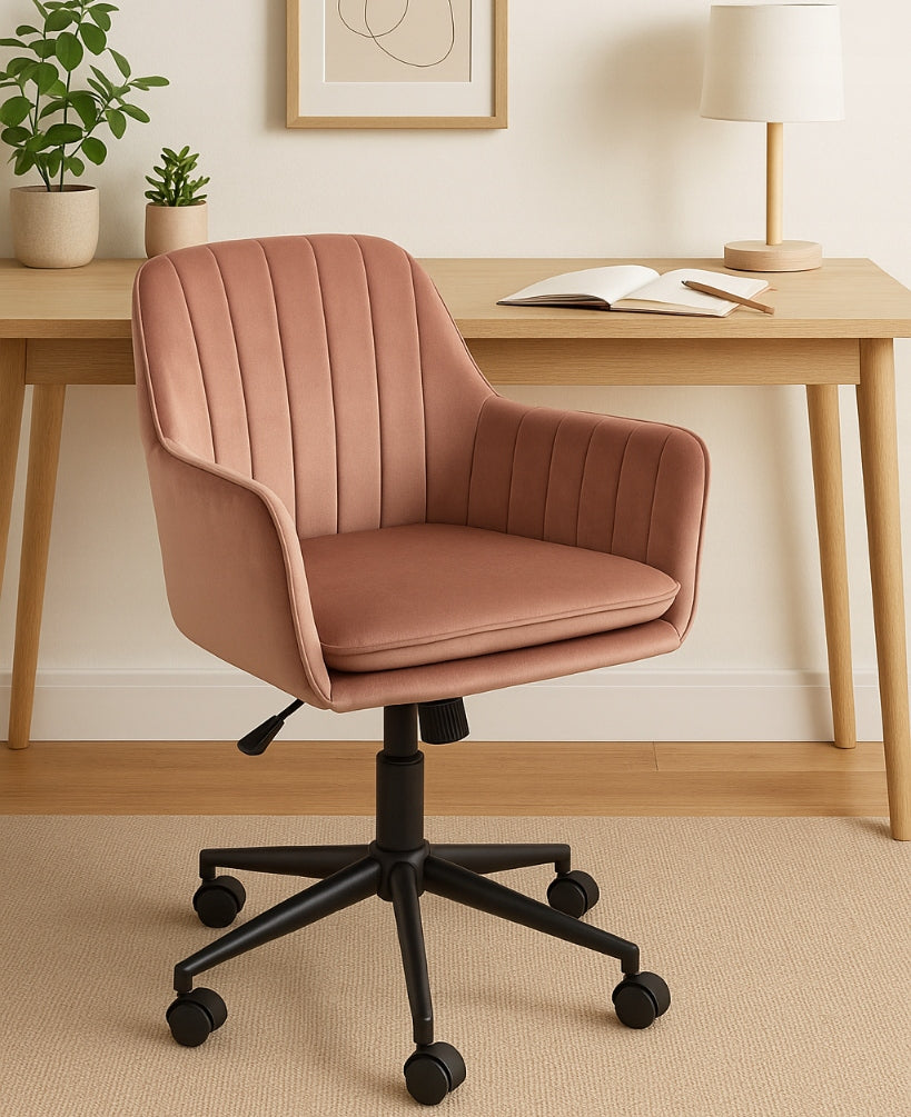 Swivel office chair, pink velour office chair for desk - Q-886 Brand Signal