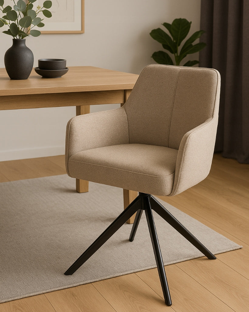 Swivel office chair, upholstered beige office chair, for desk - NOTTI Brand Signal