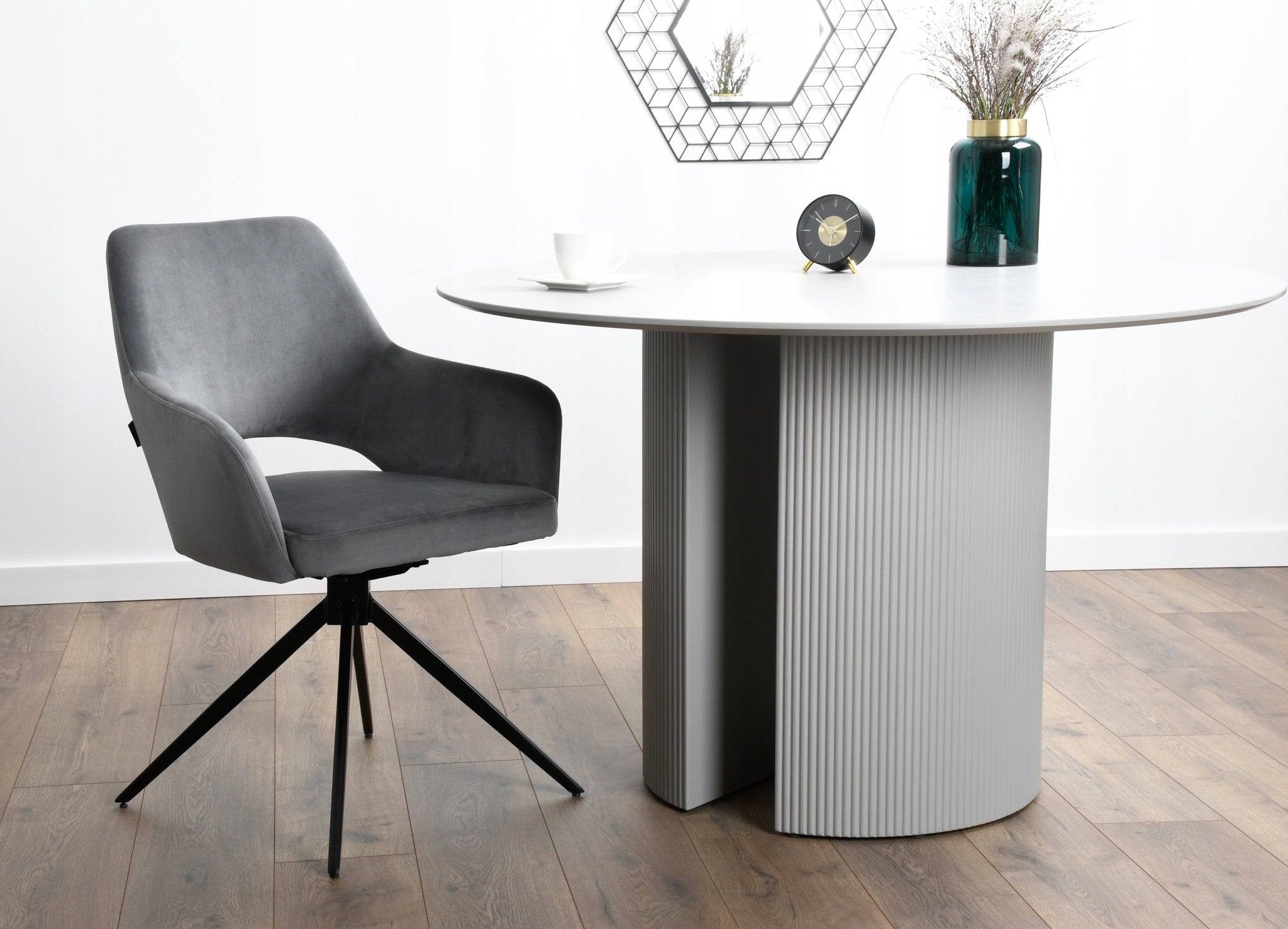 Swivel office chair, velour grey office chair for desk - ERIM Brand exito design