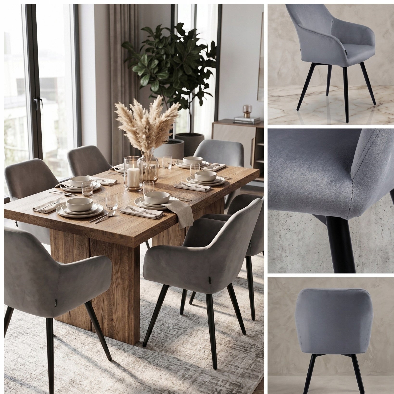 Swivel office chair, velour grey office chair for desk - ESMO Brand exito design