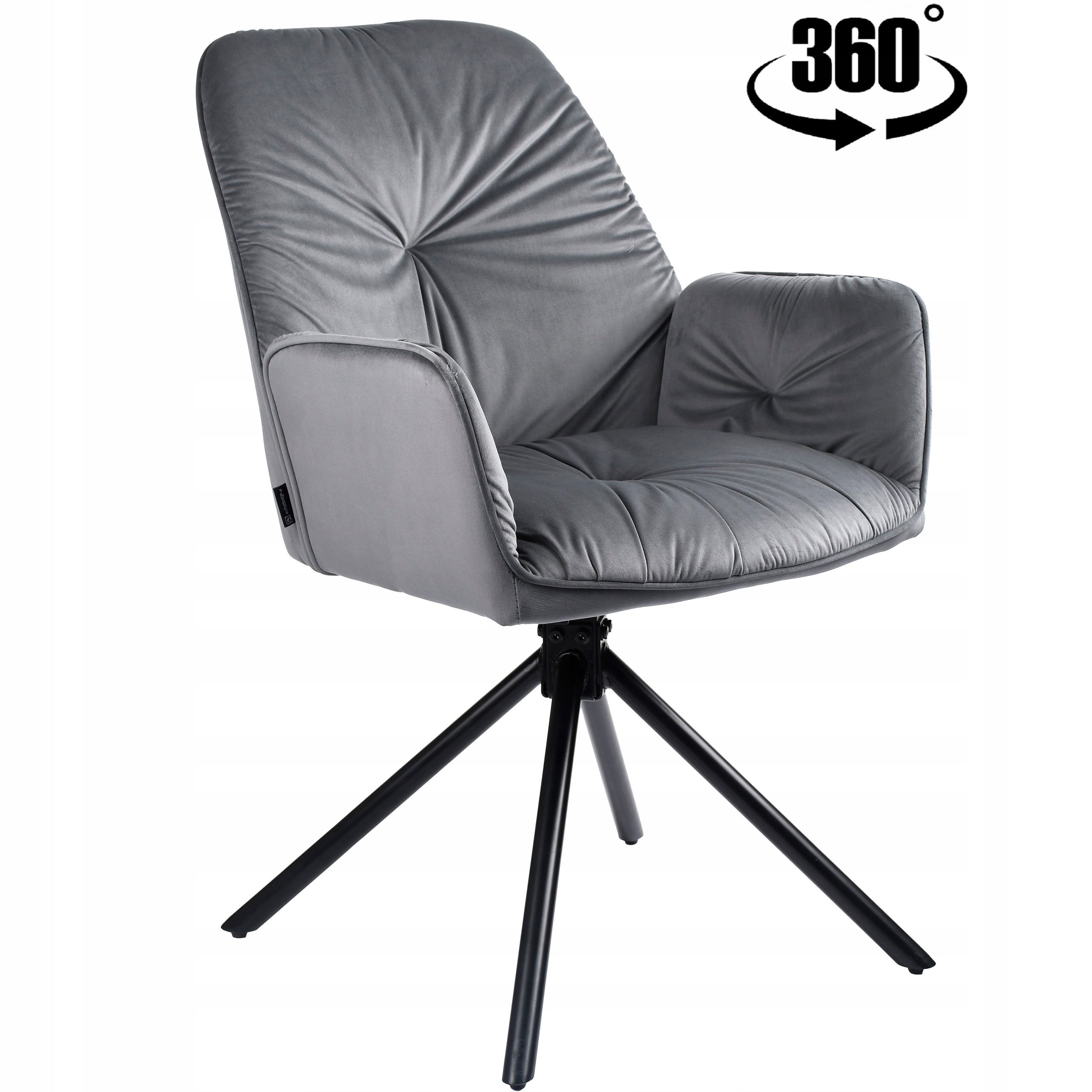 Swivel office chair, velour grey office chair for desk - KOEN