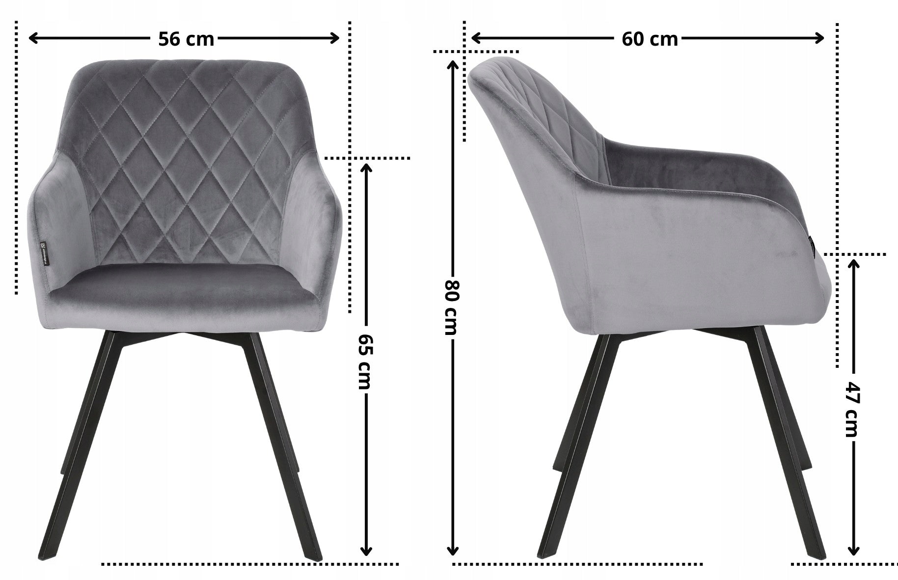 Swivel office chair, velour grey office chair for desk - PANKO Manufacturer code EX-9032DGY12