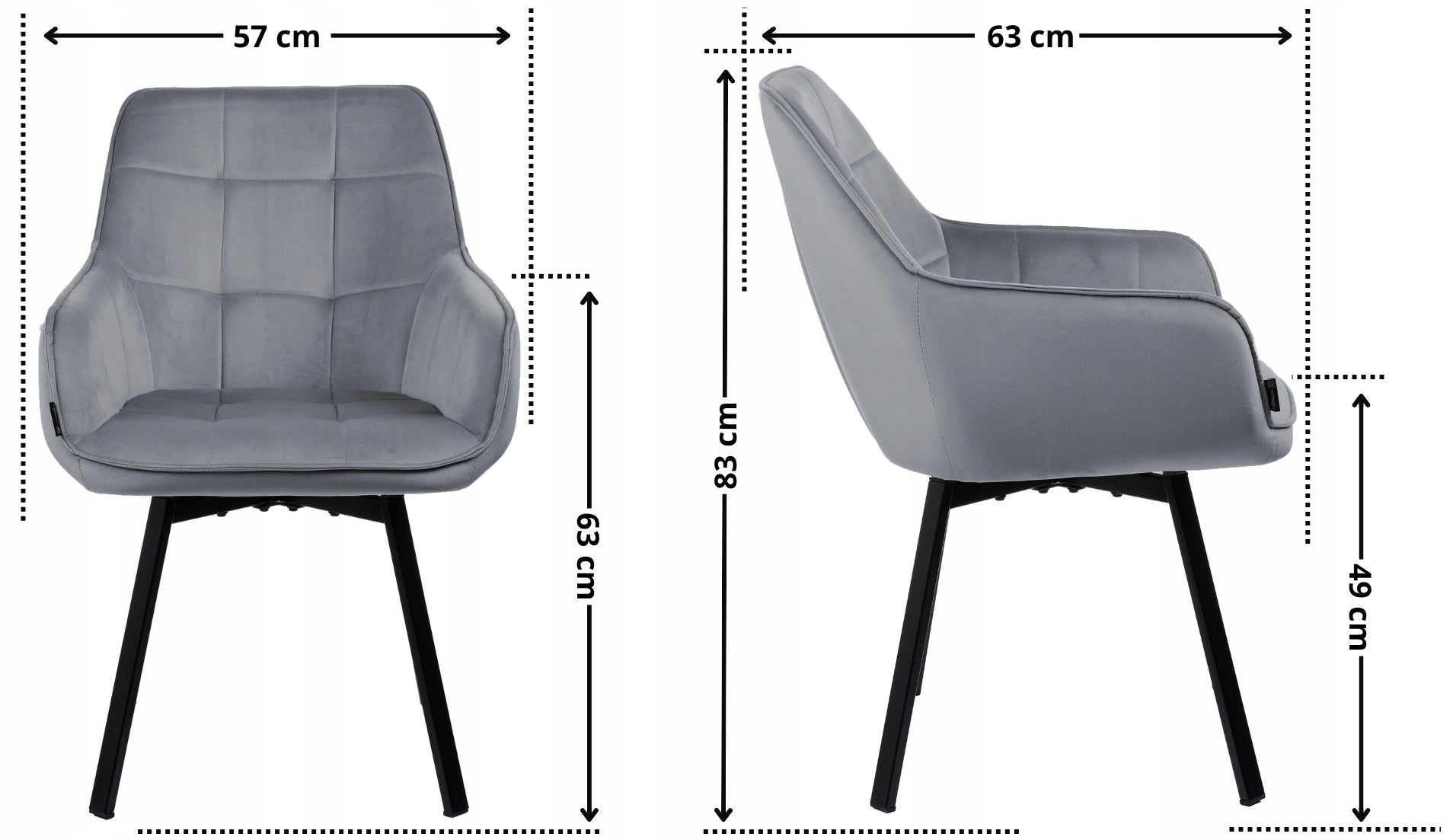 Swivel office chair, velour grey office chair for desk - TOGO Manufacturer code EX21002/108-12