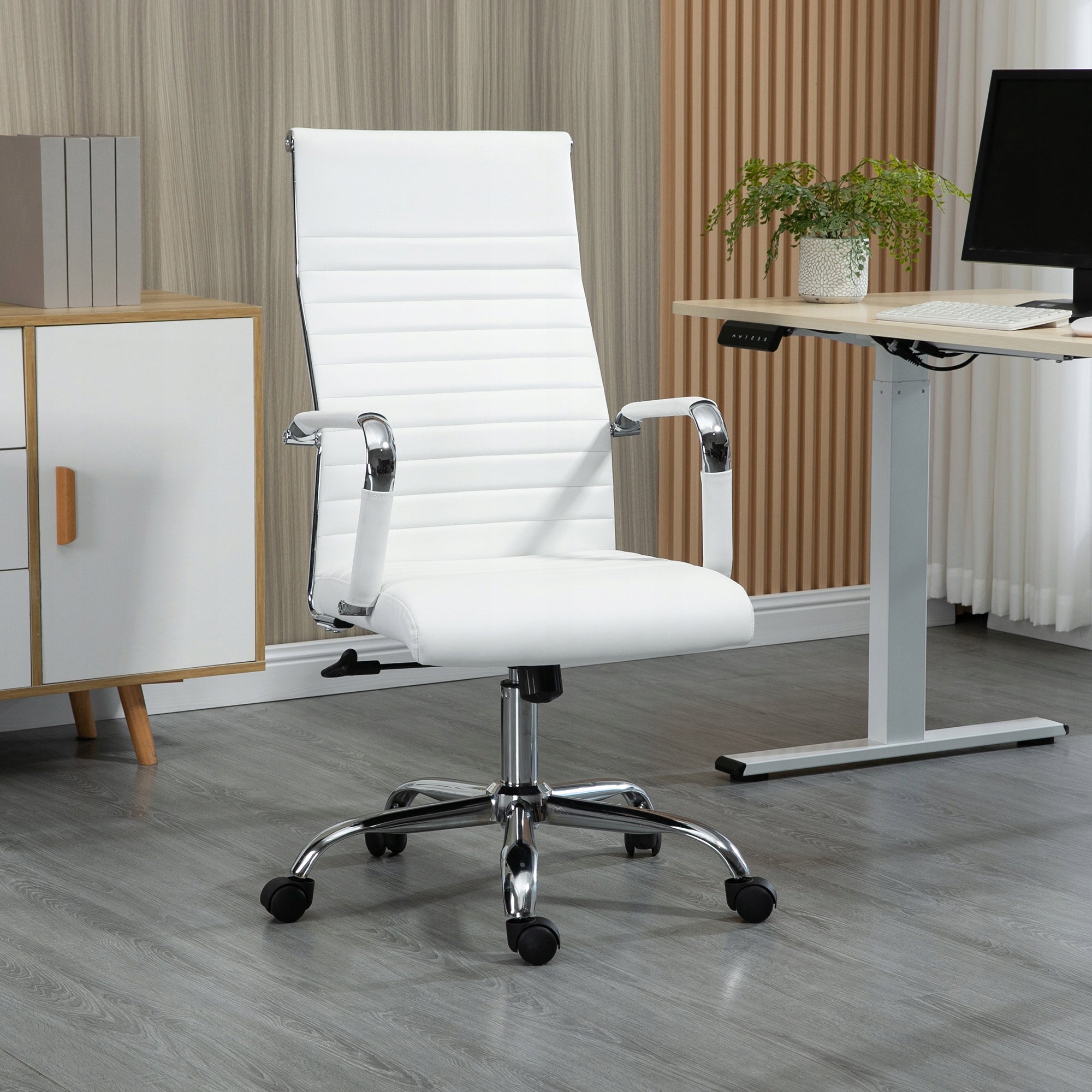 Swivel office chair, white, up to 120 kg Furniture depth 64 cm