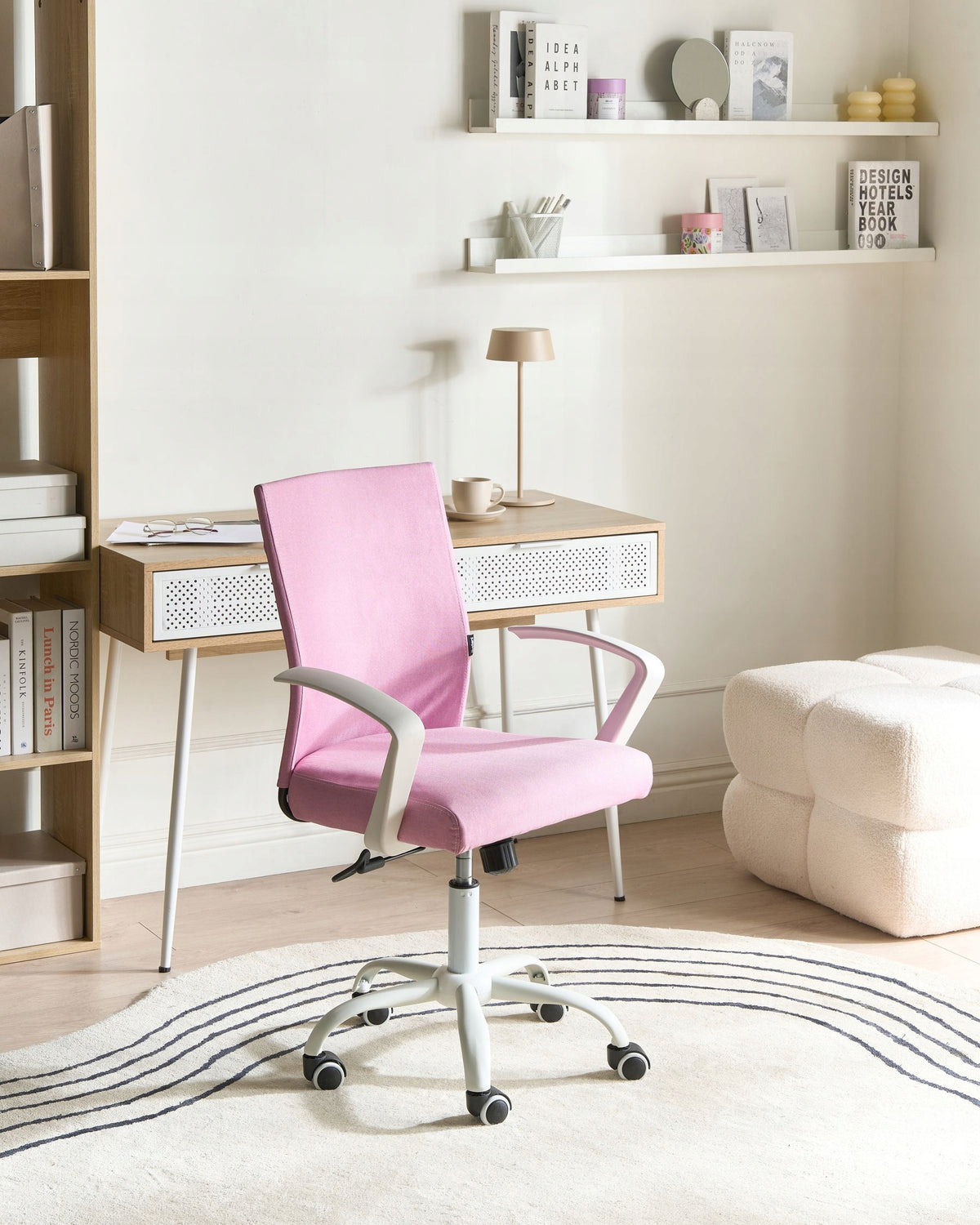 Swivel office chair with adjustable backrest and height pink Packaging status original